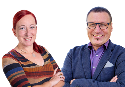 Portraits von Mag. Ewald Prochiner und Claudia Leeb MSc